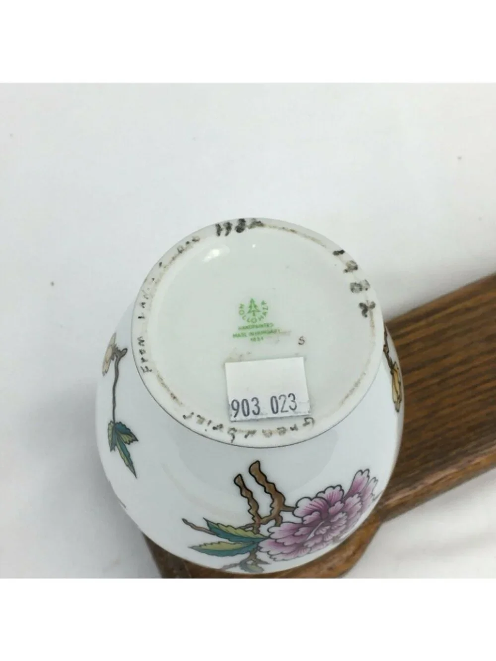 Vintage Hollohaza Handpainted Floral Porcelain Vase  5 1/2